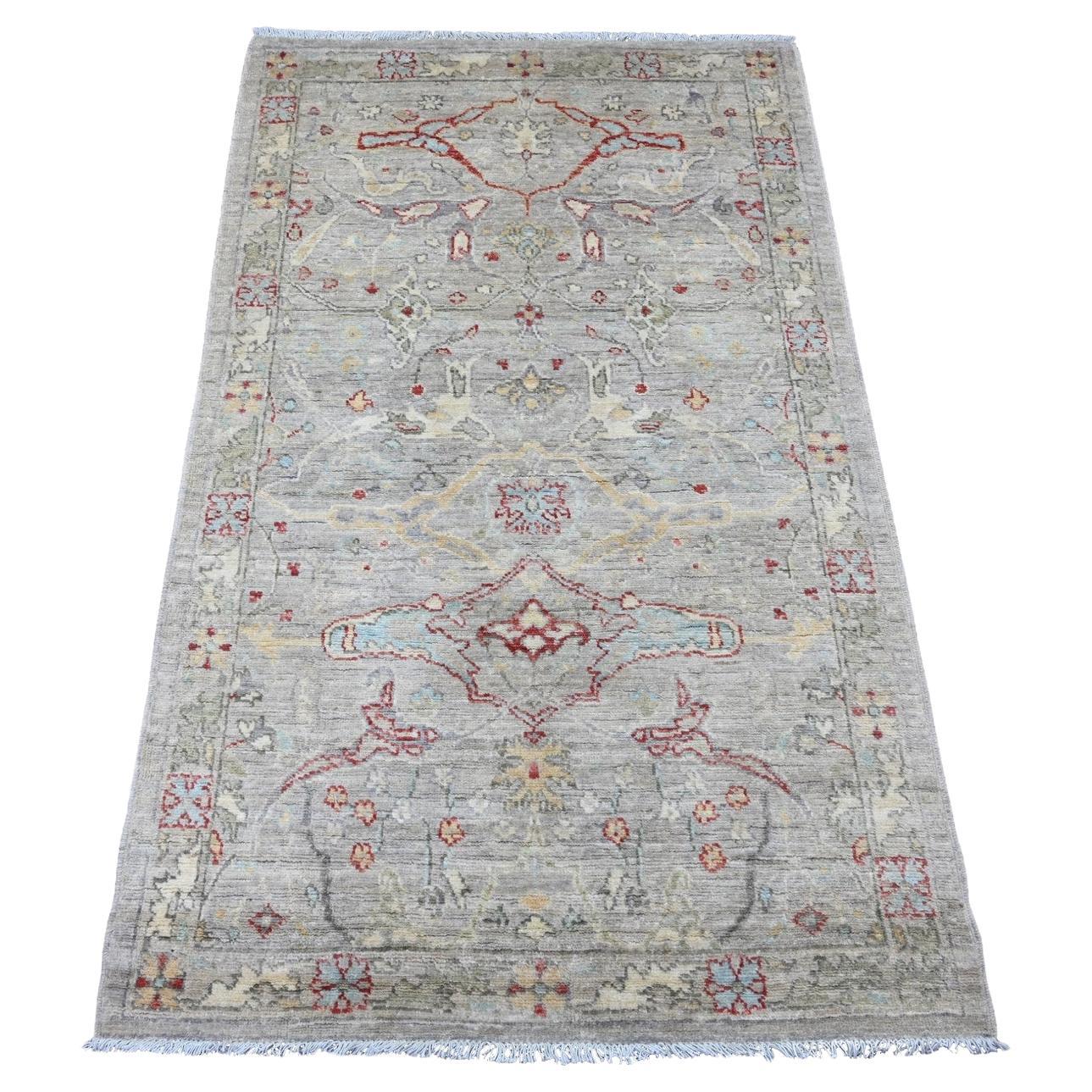3'x5'1" Stone Gray Peshawar with Bijar Garus Design Pure Wool Hand Knotted Rug For Sale