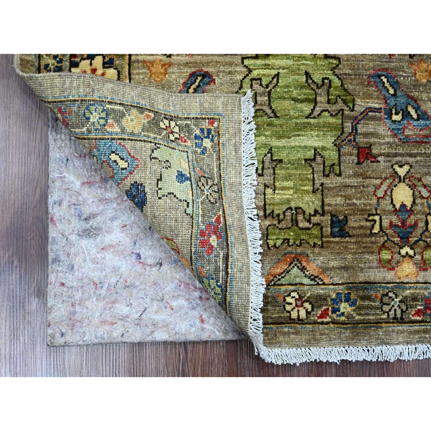 Fossil Gray, Afghan Peshawar with Heriz All Over Design, Aryana Collection, High Mountain Wool, Hand Knotted, Runner, Oriental Rug
Primary materials: Wool
Latex: No Pile 
height: 0.25 Inches
Style: Transitional
Primary color: Grey
Secondary colors: