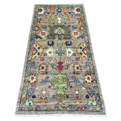 3'x5'10" Grauer Afghanischer Peshawar mit Heriz All Over Design Handgeknüpfter Wollteppich
