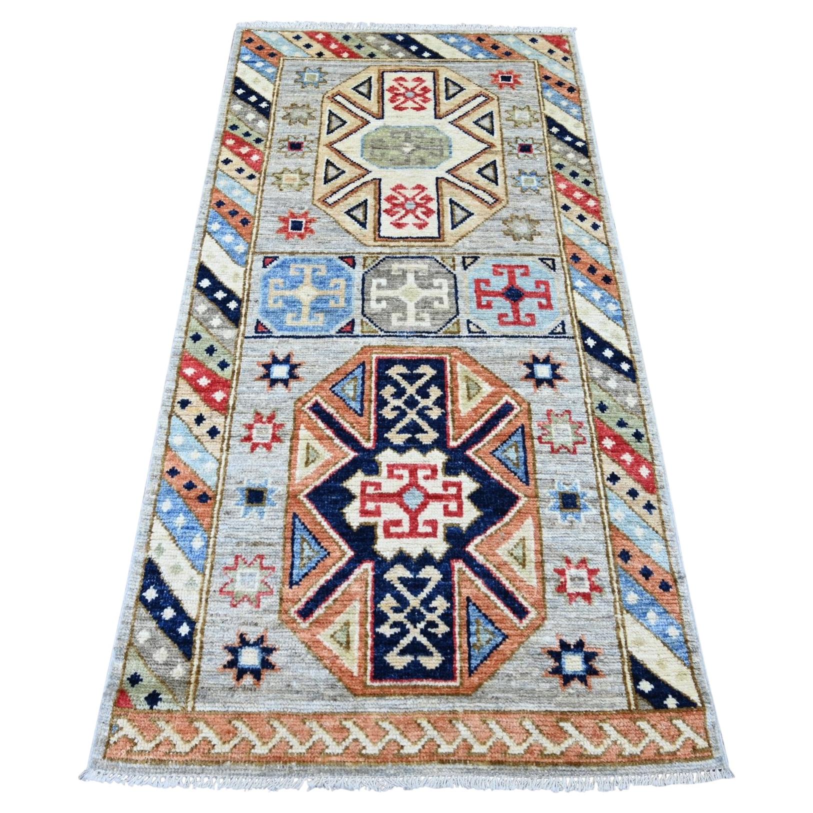 3'x5'10" Gray Anatolian Village Inspired Design Hand Knotted Wool Runner Rug