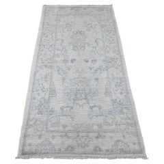 3'x5'10" White Hand Knotted Afghan Angora Oushak with All Over Design Wool Rug