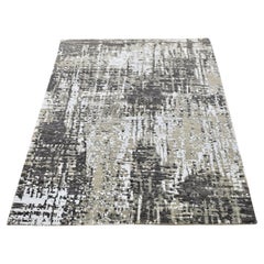 3'x5'2" Abstract Design Wool Denser Weave Castor Gray Persian Knot Rug