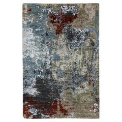 3
x5
2" Blu Grigio, Disegno astratto annodato a mano, Tappeto orientale in pura lana