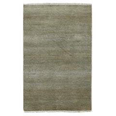 3'x5'2" Golden Brown Wool and Silk Hand Knotted Grass Design Rug