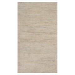 3'x5'2" Ivory Modern Plain Design Lori Buft Gabbeh Hand Knotted Pure Wool Rug
