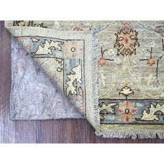 3'x5'2" Light Gray Peshawar with Bijar Garus Design Hand Knotted Pure Wool Rug