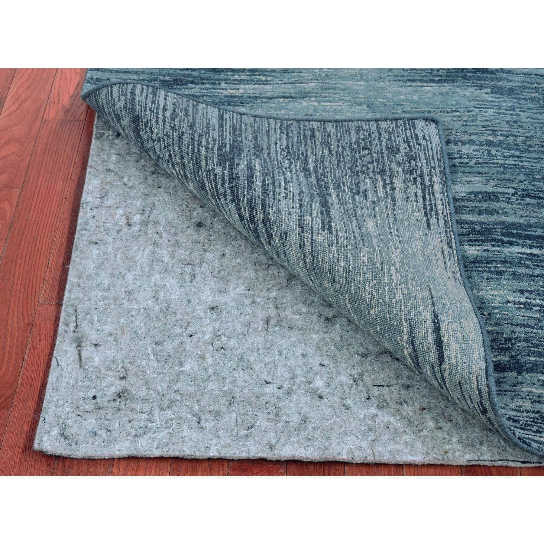 Indiano Tappeto Oceanic Zero Pile in Pura Lana con Design/One Orizzontale Annodato a Mano 3'x5'2 in vendita