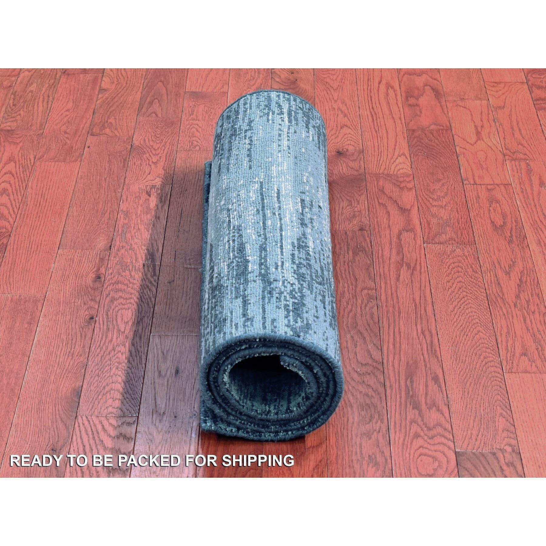 Annodato a mano Tappeto Oceanic Zero Pile in Pura Lana con Design/One Orizzontale Annodato a Mano 3'x5'2 in vendita
