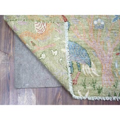 3'x5'2" Reseda Grün Reine Wolle Handgeknüpft Afghan Peshawar Orientteppich