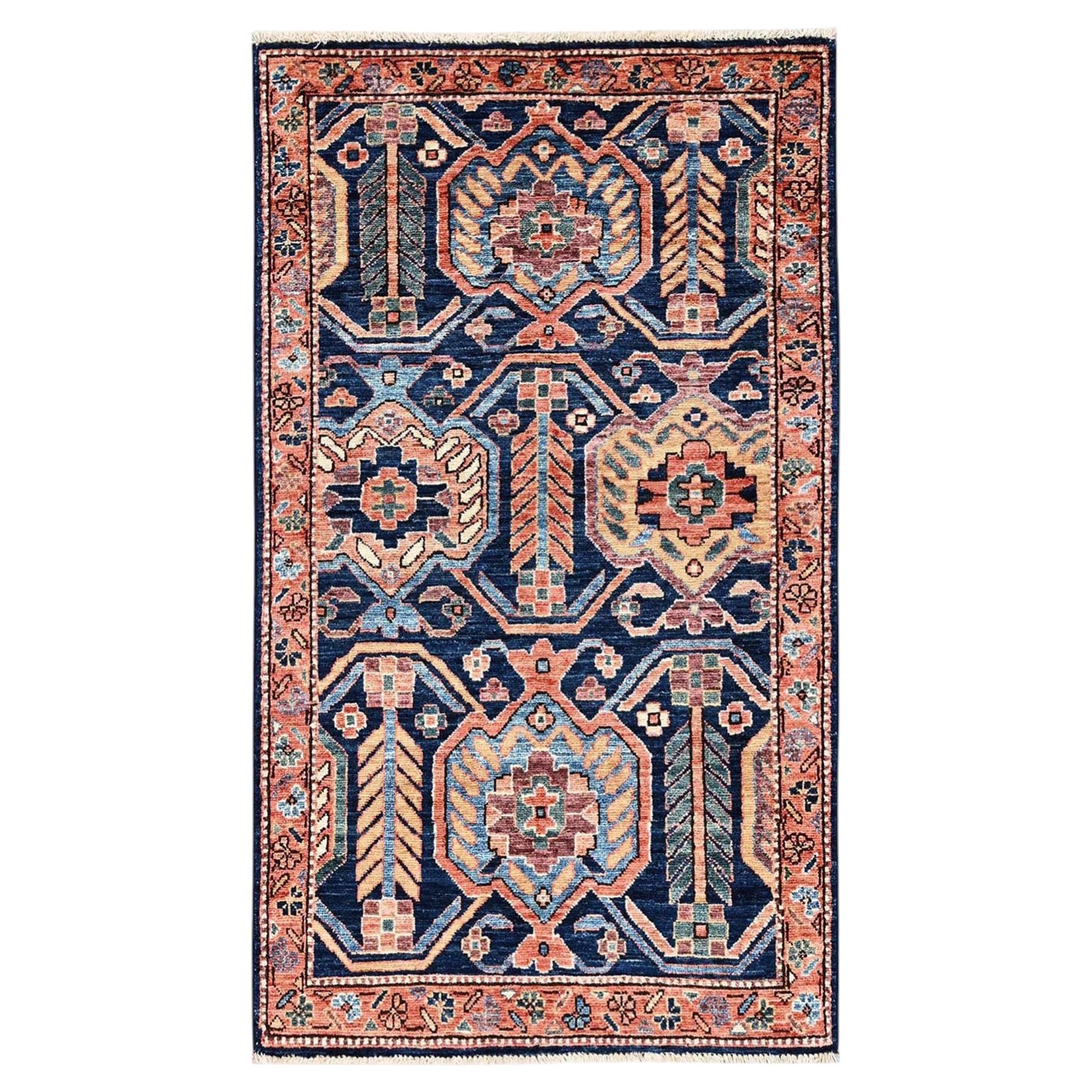 3'x5'2" Yale Blue Antique Bakhtiar Design Aryana Grade Hand Knotted Wool Rug
