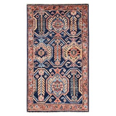 3'x5'2" Yale Blue Antique Bakhtiar Design Aryana Grade Hand Knotted Wool Rug