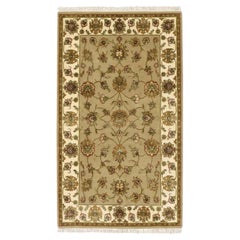 3'x5'3" Braun Rajasthan Blatt Design Hand geknüpft Wolle und Seide Orientteppich