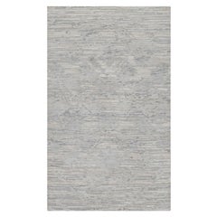 3'x5'3" Light Gray Hand Knotted Cut and Loop Pile Modern Design Pure Wool Rug