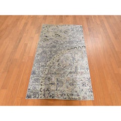 3'x5'3" Light Green THE MAHARAJA Pure Silk Hand Knotted Oriental Sampler Rug