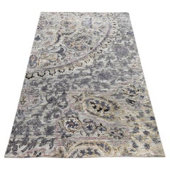 3'x5'3" Light Green THE MAHARAJA Pure Silk Hand Knotted Sampler Oriental Rug