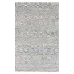 3'x5'3" Perfect Gray Undyed Wool Modern Grass Design annodato a mano Oriental Rugs