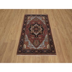 3'x5'3" Red Hand Knotted New Zealand Wool Antiqued Fine Heriz Re-Creation Rug