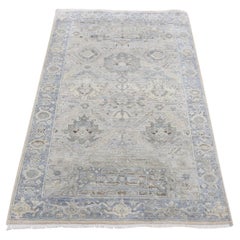 3
x5
3" Himmelblau, Reine Seide mit Wolle, Mughal inspiriertes Design Handgeknüpfter Teppich