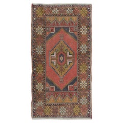 3x5.6 Ft Nice Handmade Midcentury Turkish Oriental Wool Rug with Tribal Style