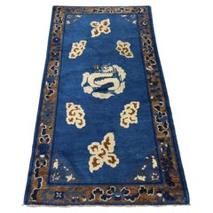 3'x5'6" Imperial Blue Antique Chinese Peking Hand Knotted Wool Oriental Rug