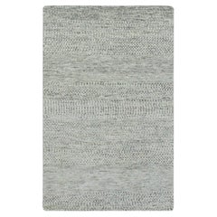 3
x5
6" Light Gray Modern Grass Design Undyed Pure Wool Hand Knotted Rug