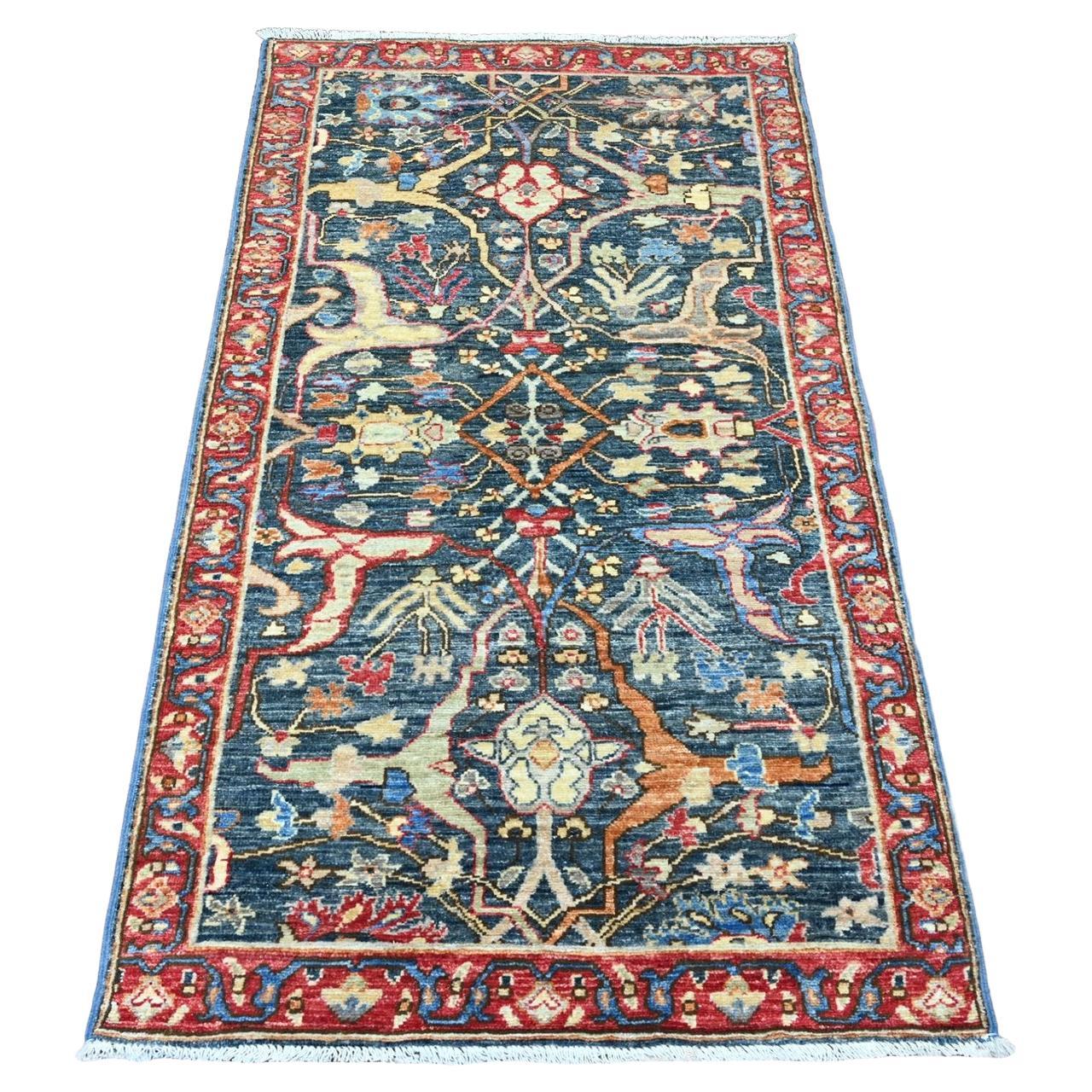 Tapis de course de laine bleu Bijar Garus Design High Mountain noué à la main 3'x5'8"