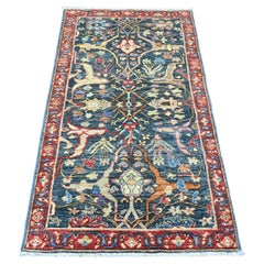 Tapis de course de laine bleu Bijar Garus Design High Mountain noué à la main 3'x5'8"