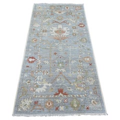 3'x6' Gray Afghan Angora Oushak Hand Knotted Wool Runner Oriental Rug