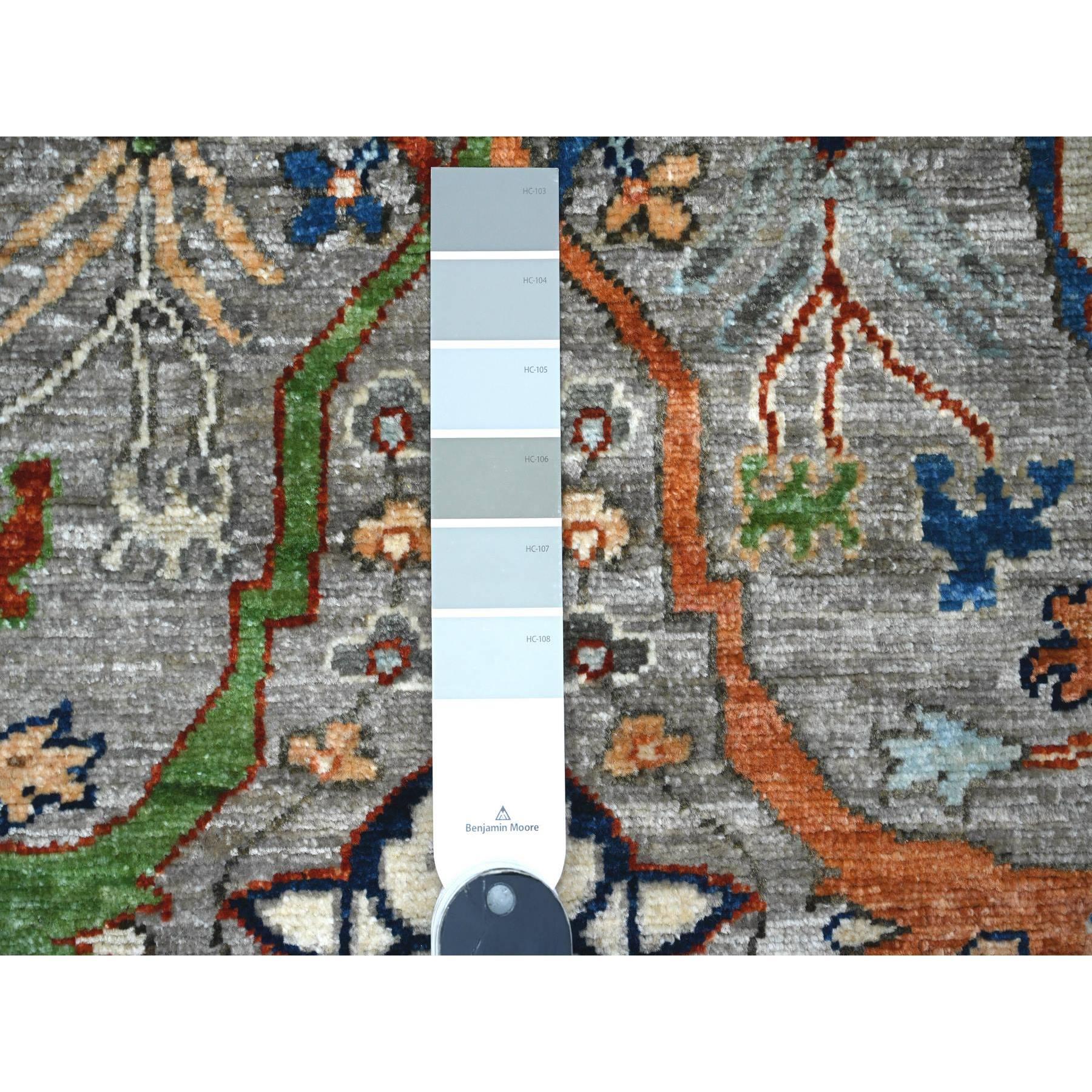 Oushak 3'x6' Moon Gray Hand Knotted Bidjar Garus Aryana Wool Runner Oriental Rug For Sale