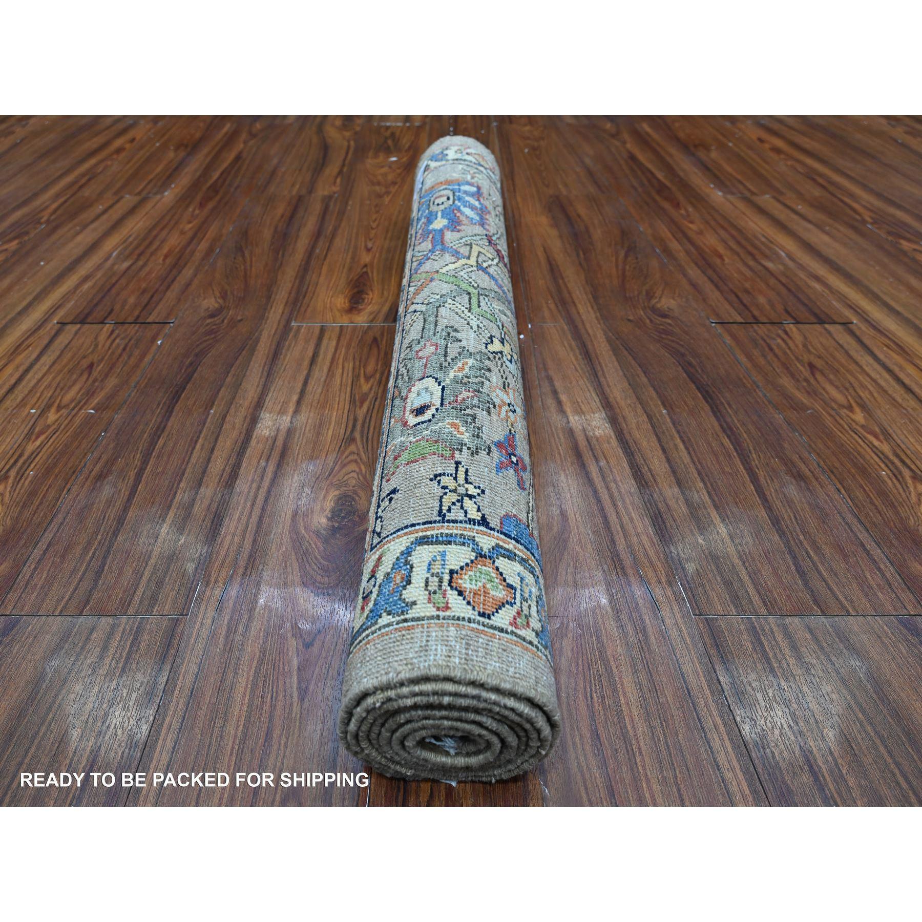 Afghan 3'x6' Moon Gray Hand Knotted Bidjar Garus Aryana Wool Runner Oriental Rug For Sale