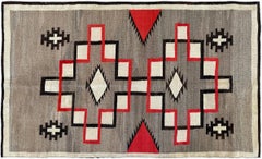 Alfombra tapiz navajo vintage tejida a mano, 3x6, Ganado, beige, diseño geométrico, lana, 99 cm x 170 cm