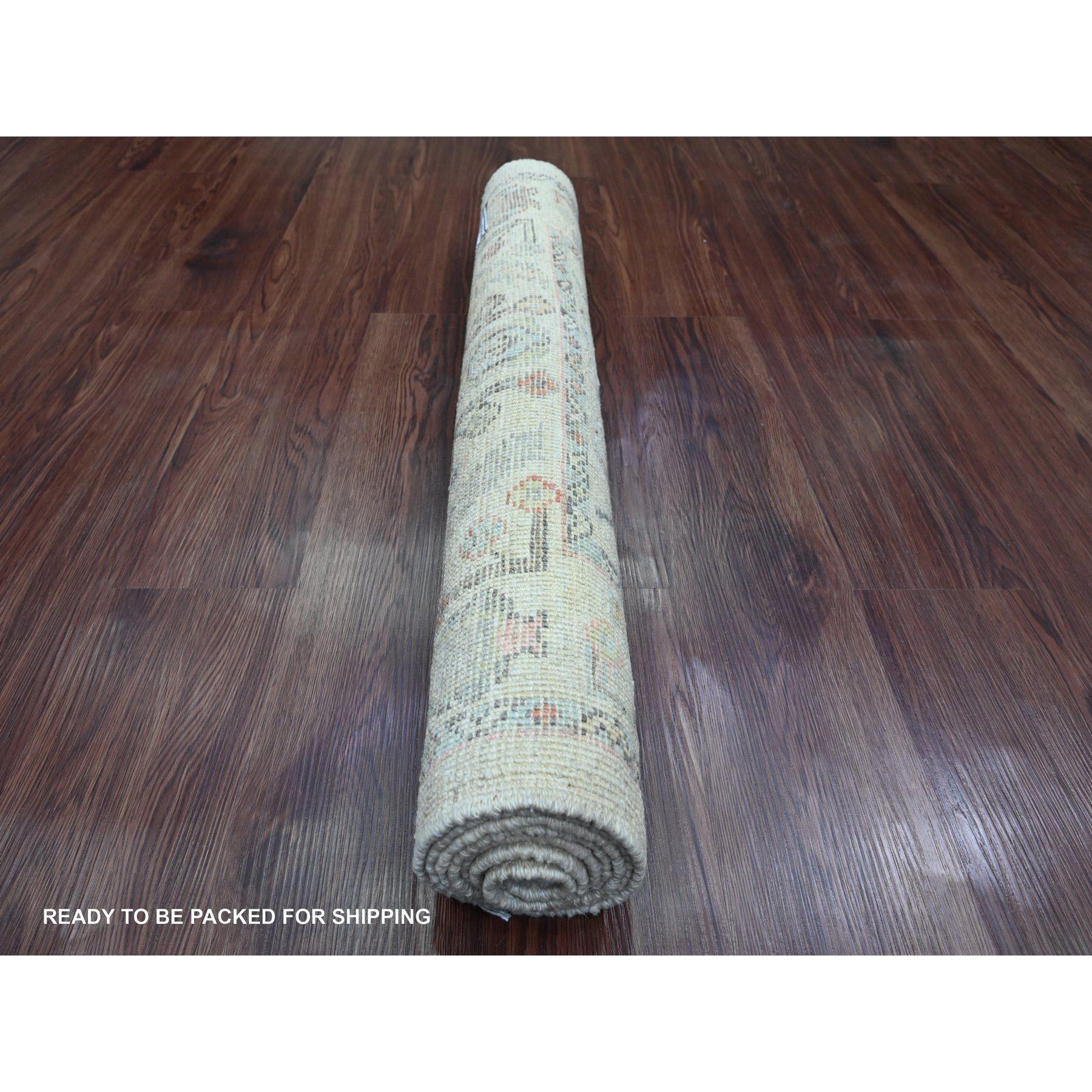 3'x6' White Hand Knotted Afghan Angora Oushak Pure Wool Runner Oriental Rug In New Condition For Sale In Carlstadt, NJ