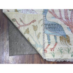 3'x6'1" Ivory, 100% Wool, Hand Knotted, Afghan Peshawar Runner Oriental Rug