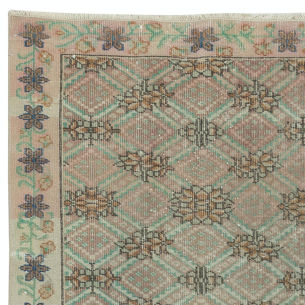 Hand-Knotted 3x6.3 Ft Handmade Turkish Accent Rug for Kitchen. Vintage Small Rug for Entryway For Sale
