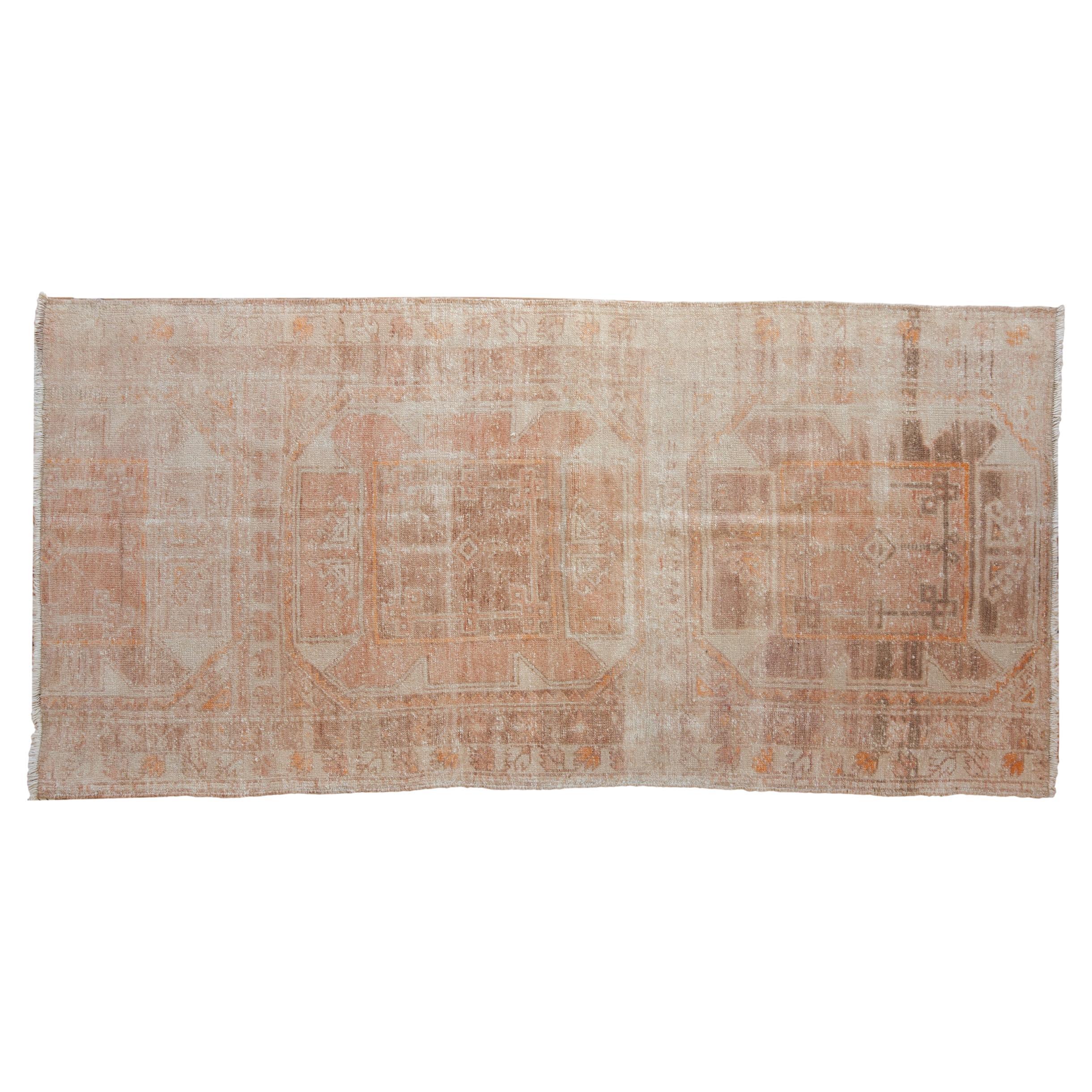 Vintage Distressed Fragment Oushak Rug Runner For Sale