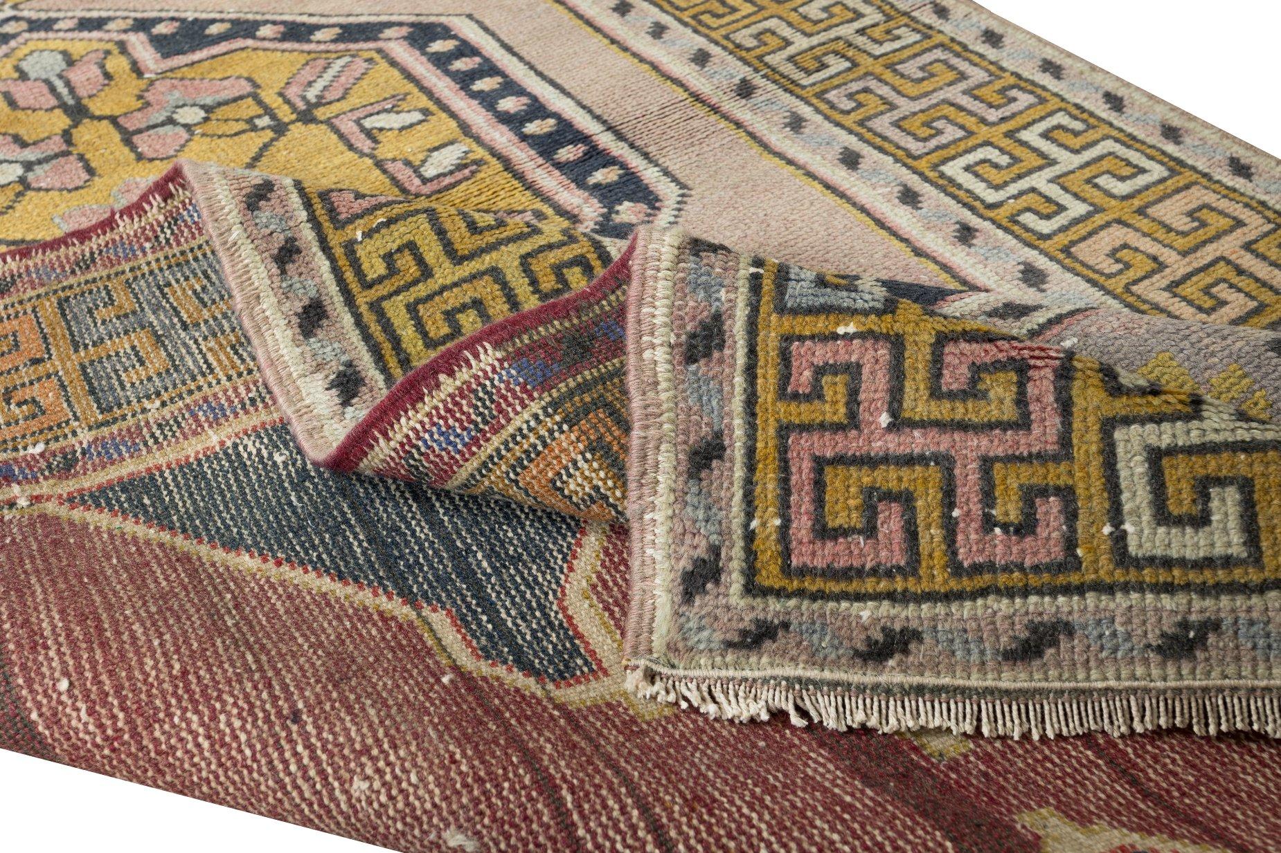 Orientalischer 3x6.6 Ft Teppich aus der Türkei, handgefertigter Dorfteppich (Stammeskunst) im Angebot
