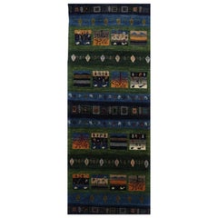 Tapis de course 3x7 en laine Gabbeh nouée à la main avec design géométrique