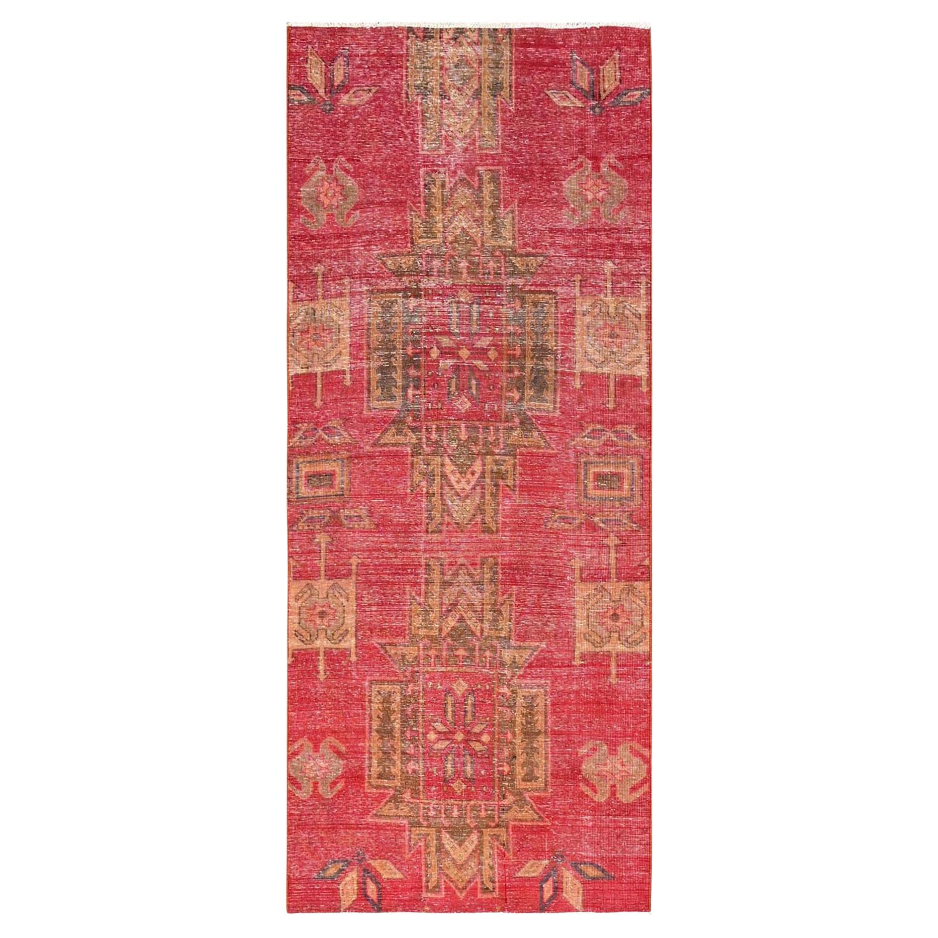 3
x7
10" Strawberry Pink Vintage Northwest Persian Hand Knotted Wool Runner Rug