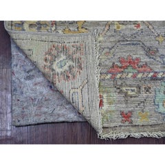 3'x7'7" Stone Gray Afghan Angora Oushak Wool Hand Knotted Runner Oriental Rug