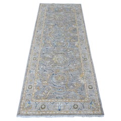 3'x7'8" Requisite Gray Afghan Peshawar Hand Knotted Soft Wool Oriental Rug