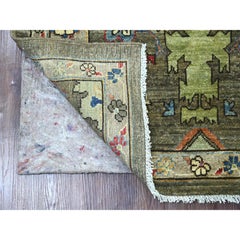 3'x7'9" Gray Peshawar with Heriz All Over Design Hand Knotted Wool Runner Rug