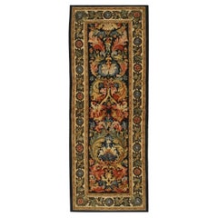 3x8 Blue Hand-Knotted Wool Baroque Floral Cascade Classic Traditional Carpet Rug