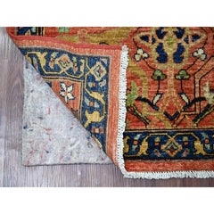 3'x8' Roter Peshawar mit Bijar Garus Design Handgeknüpfter Läufer aus reiner Wolle