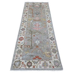 3'x8' Spanish Gray Hand Knotted Afghan Angora Oushak Wool Runner Oriental Rug