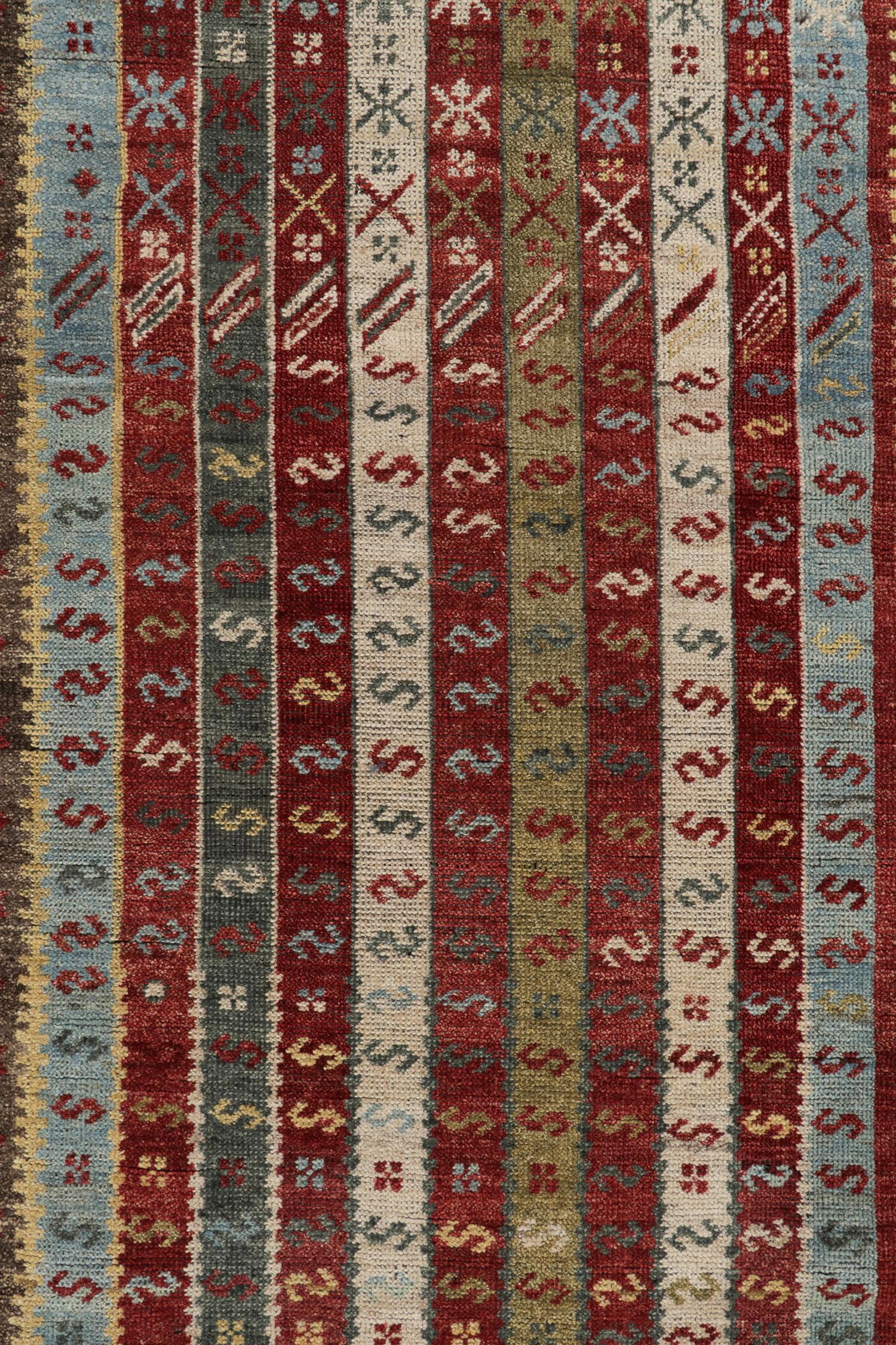 Rug & Kilim's Tribal Style runner in Multicolor Stripes, Geometric Pattern In New Condition In Long Island City, NY