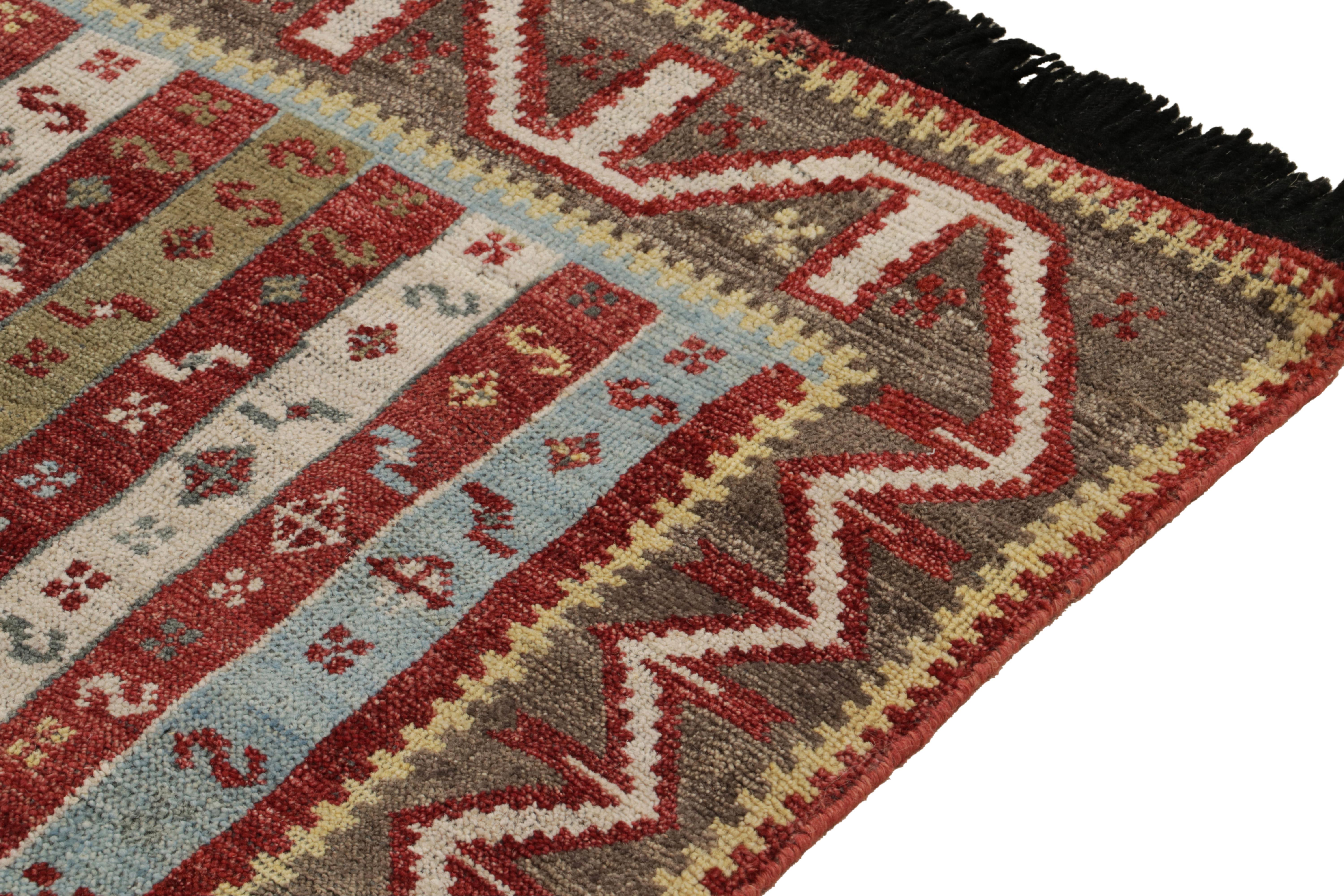 Contemporary Rug & Kilim's Tribal Style runner in Multicolor Stripes, Geometric Pattern