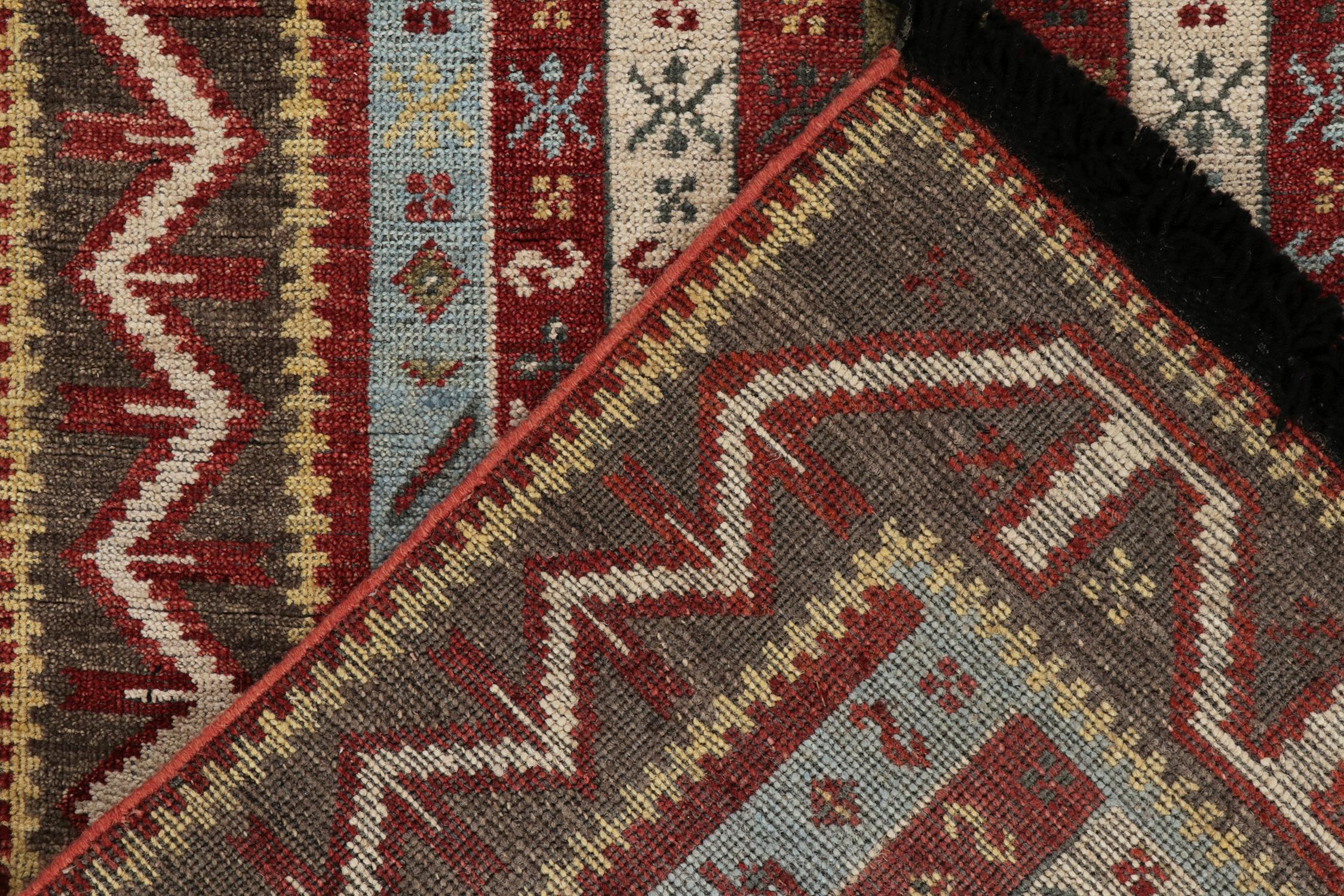 Wool Rug & Kilim's Tribal Style runner in Multicolor Stripes, Geometric Pattern
