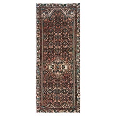 3'x8'1" Salmon Color Vintage Persian Hamadan Hand Knotted Pure Wool Runner Rug