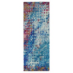 3'x8'2" Admiral Blue THE PEACOCK Sari Silk Colorful Hand Knotted Runner Rug