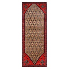 3'x8'2" Tawny Brown Vintage Zoroastrian Serab Hand Knotted Pure Wool Runner Rug